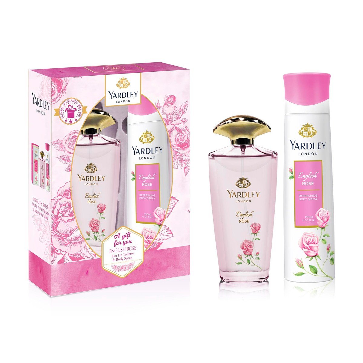 Buy Yardley London English Rose Perfume EDT 125 ml + Refreshing Body Spray 150 ml Online at Best Price | Eau DeToilette-Unsex | Lulu UAE in Kuwait