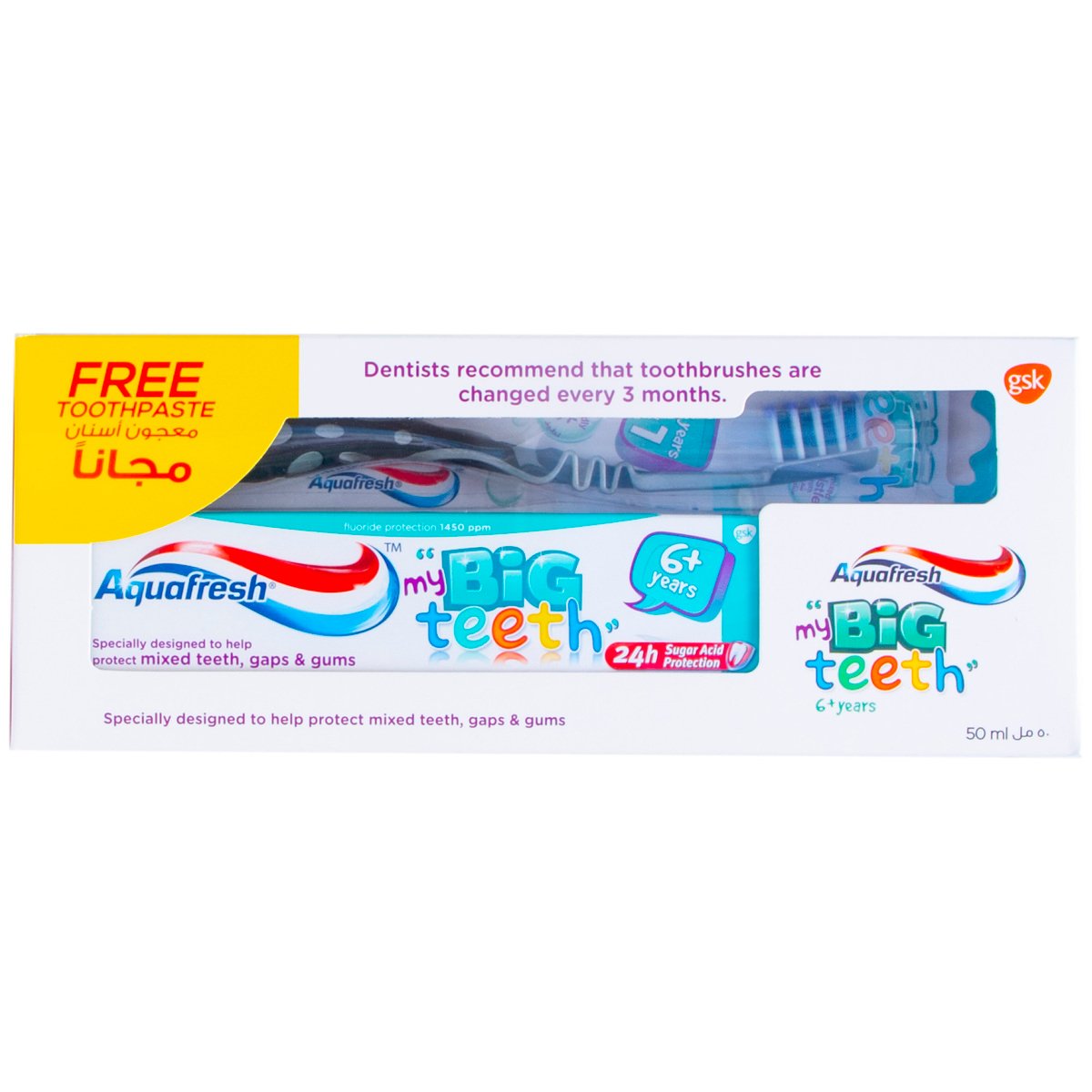 Aquafresh Big Teeth Toothbrush + Toothpaste 50 ml 6+ Years