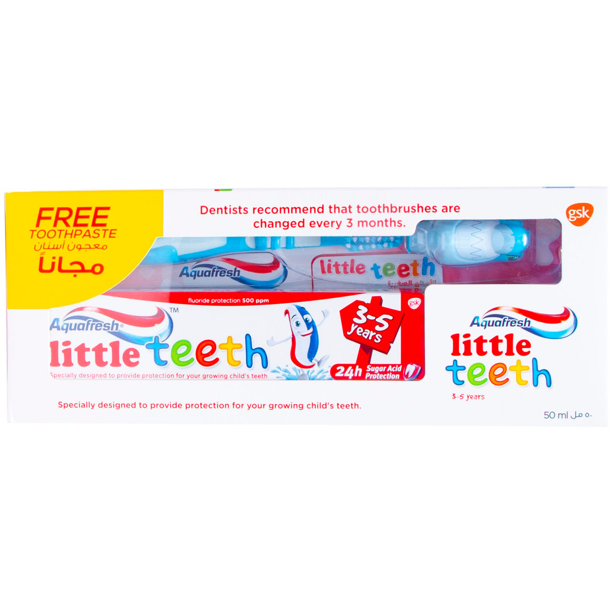 Aquafresh Little Teeth Toothbrush + Toothpaste 50 ml 3-5 Years