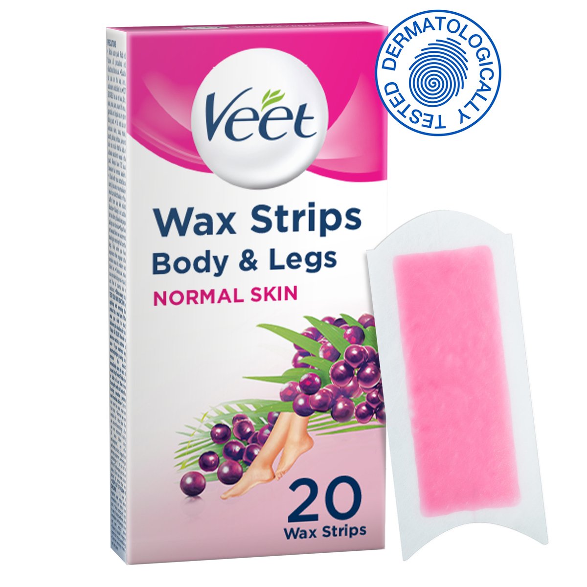 Veet Hair Removal Natural Cold Wax Strips Legs Shea Butter 20 pcs