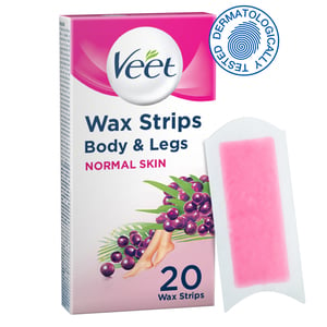 Veet Hair Removal Natural Cold Wax Strips Legs Shea Butter 20pcs