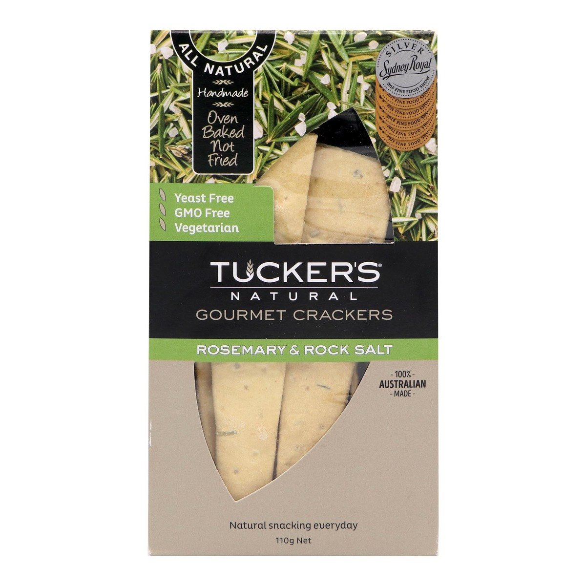 Tucker's Natural Gourmet Crackers Rosemary & Rock Salt 110g