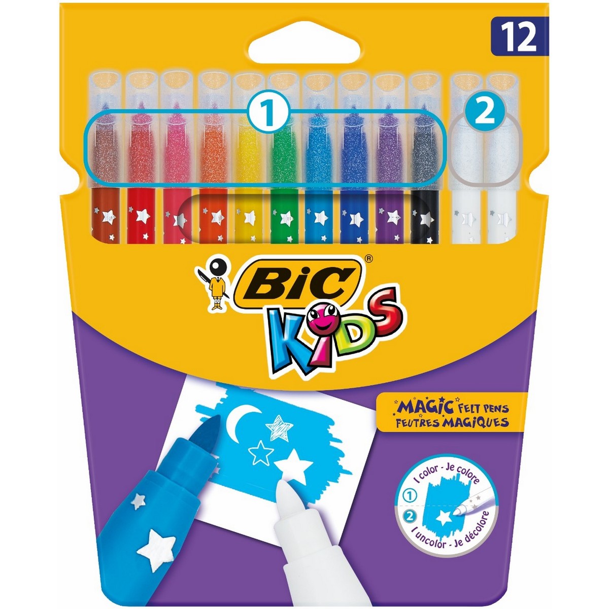 بيك ألوان و ممحاة أقلام 12 حبة BIS-968
