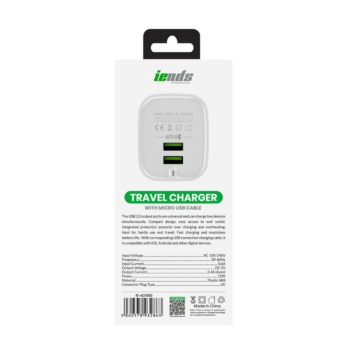 Iends USB Smart Charger AD1580