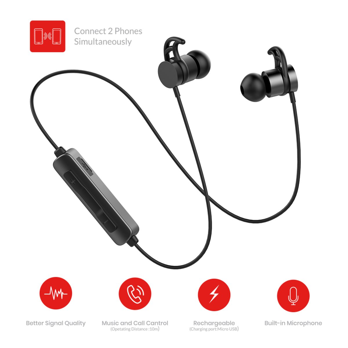 Trands Bluetooth 4.2 Wireless Magnetic Absorption Earbuds Headphone BT1572