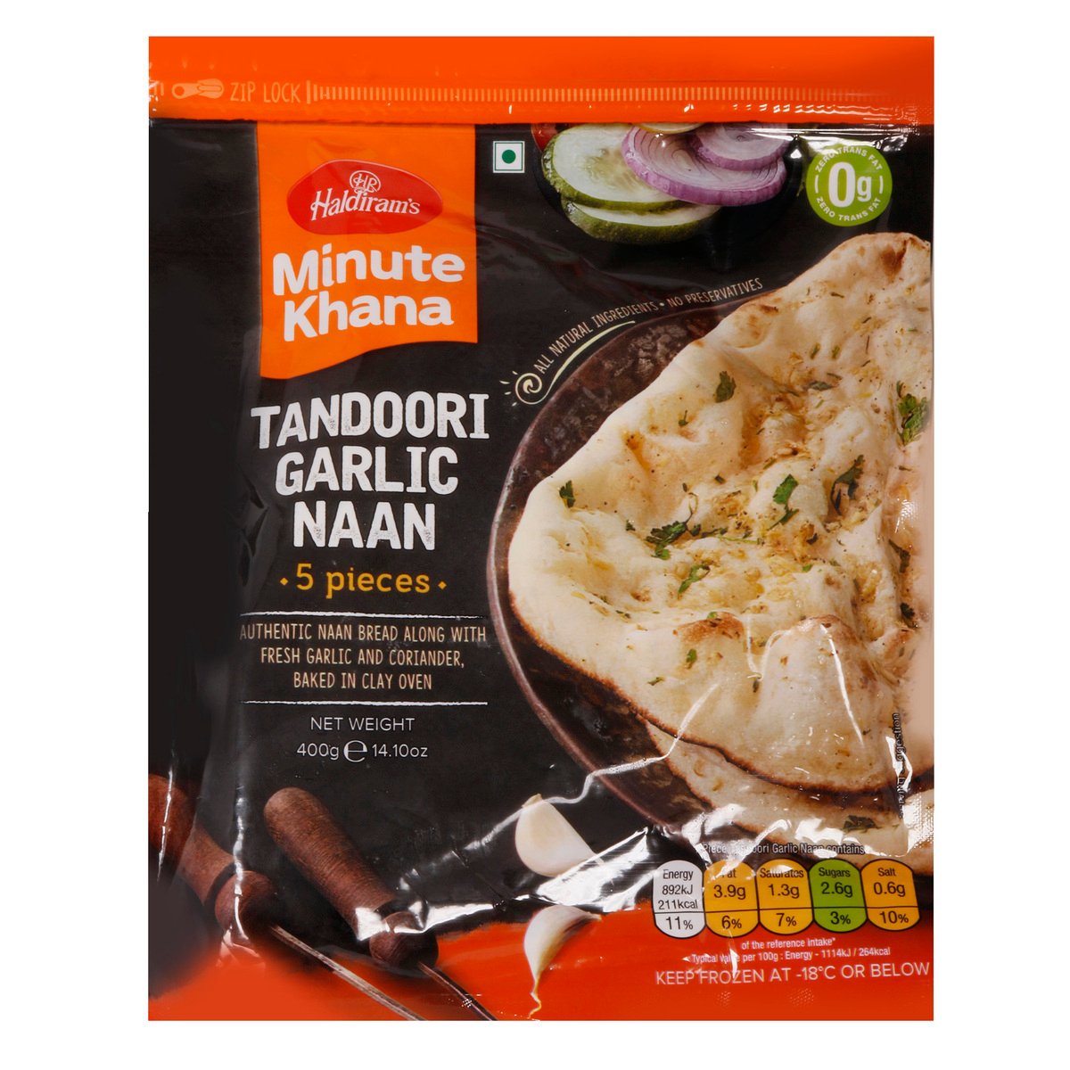Haldiram's Minute Khana Tandoori Garlic Naan 5 pcs 400 g