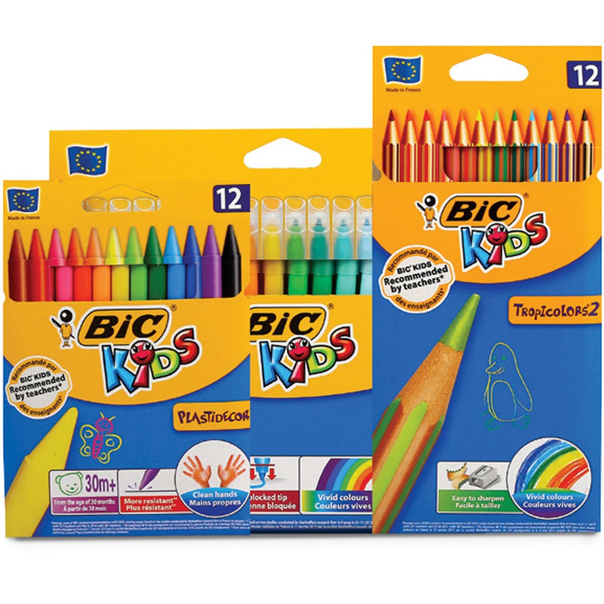 Bic Color Pencil 12Pcs+Crayons 12Pcs+Sketch Pen18Pcs
