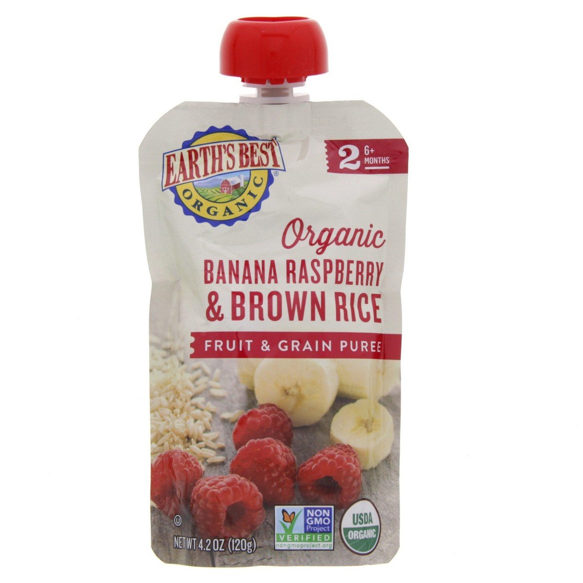 Earths Best Organic Banana Raspberry and Brown Rice Puree 120 g