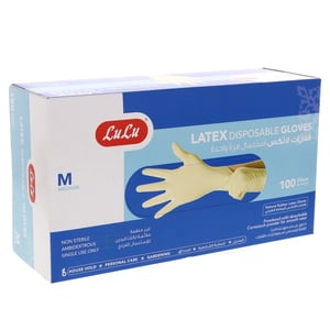 LuLu Latex Disposable Gloves Medium 100pcs