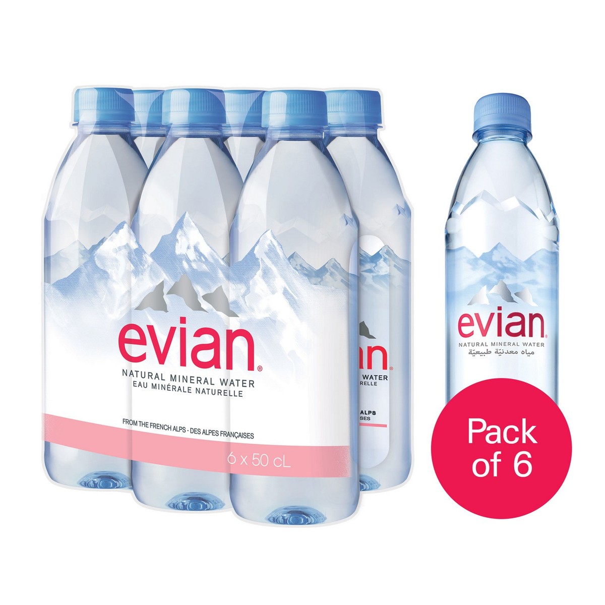 Buy Evian Natural Mineral Water 6 x 500 ml Online at Best Price | Mineral/Spring water | Lulu KSA in Kuwait