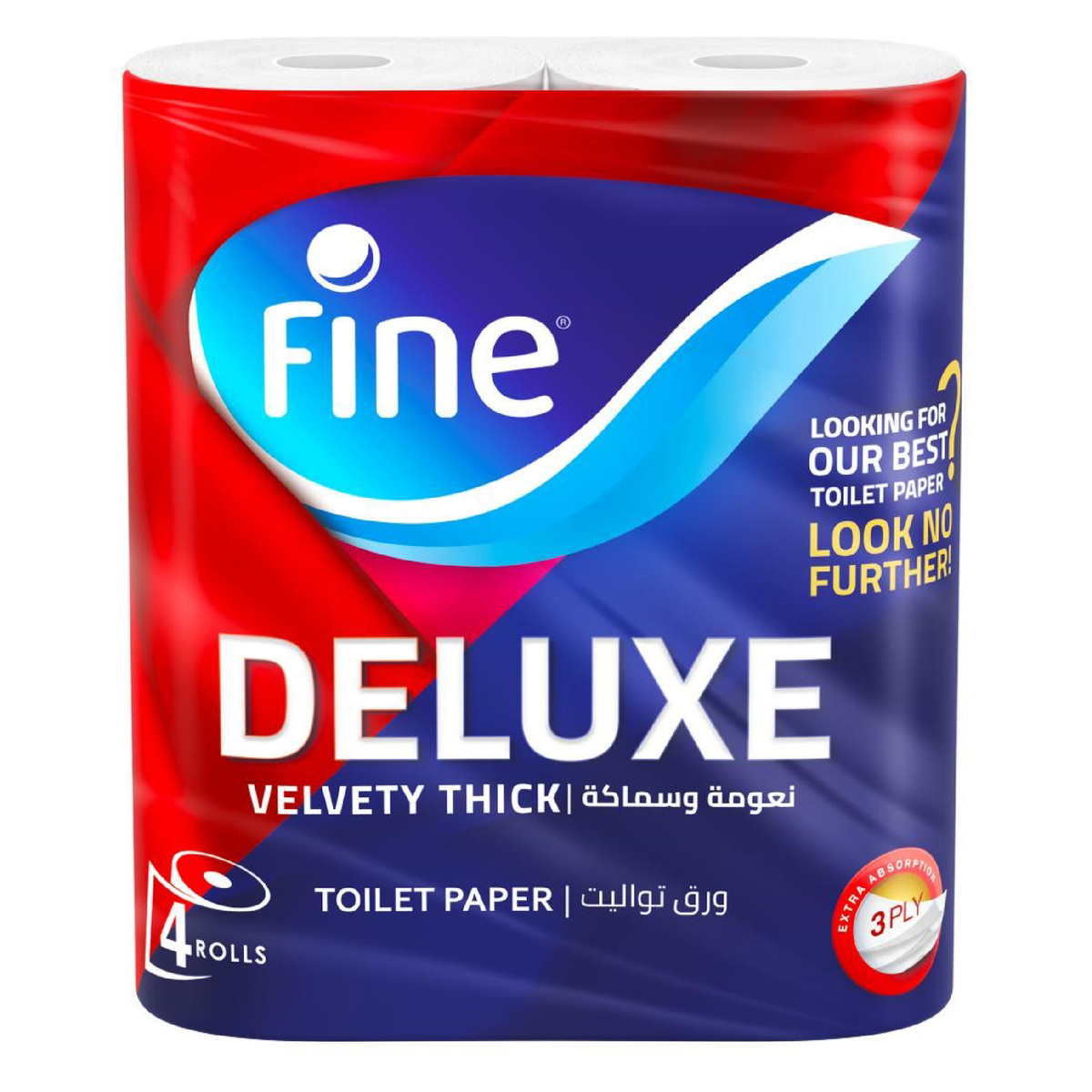 Fine Deluxe Toilet Paper 3ply 4 x 150 Sheets