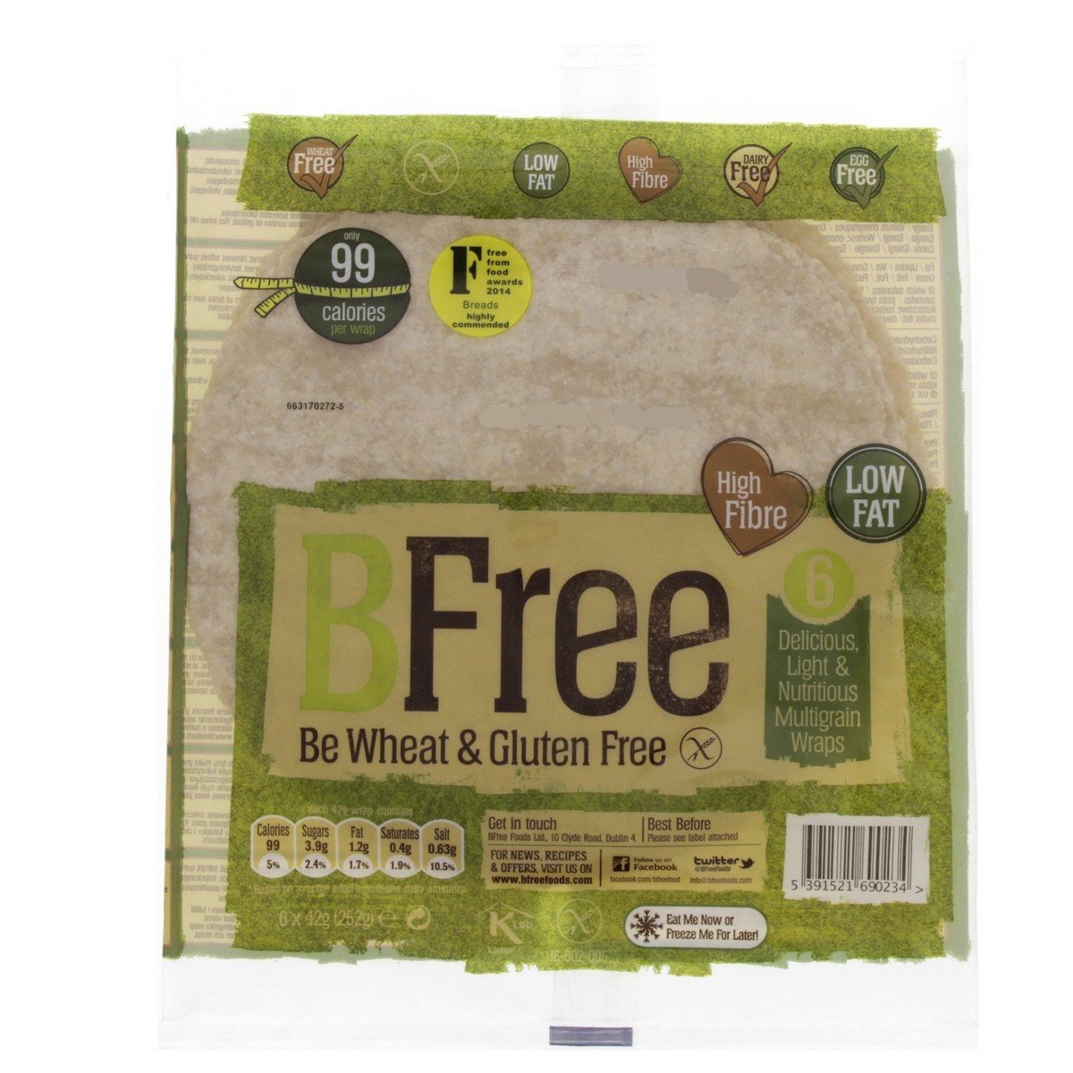 اشتري قم بشراء BFree Wheat & Gluten Free Tortilla Wrap 252 g 6 pcs Online at Best Price من الموقع - من لولو هايبر ماركت Brought In Bread في الكويت