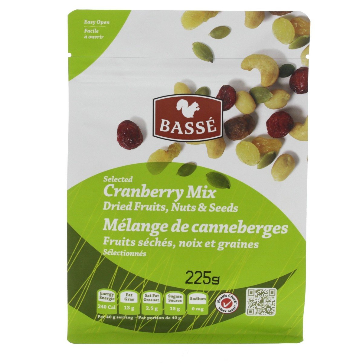 Basse Cranberry Mix Dried Fruits, Nuts And Seeds 225g