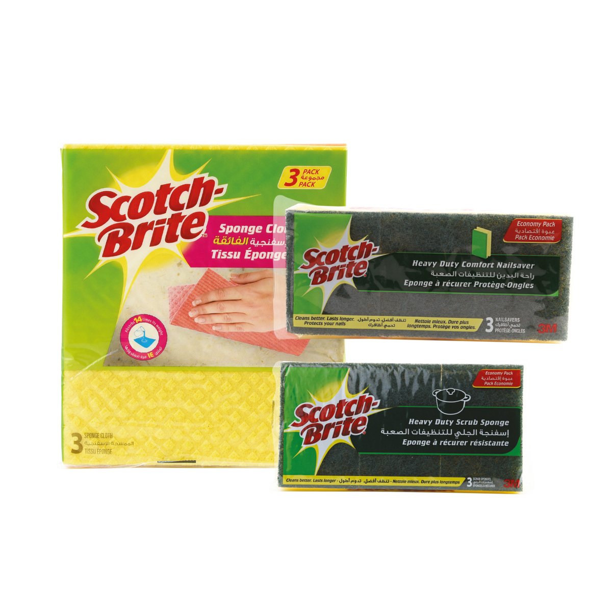 Scotch Brite Sponge Cloth 3pcs + Laminate 3pcs + Nail Saver 3pcs