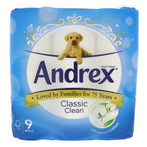 Andrex Toilet Tissue Classic Clean 9pcs