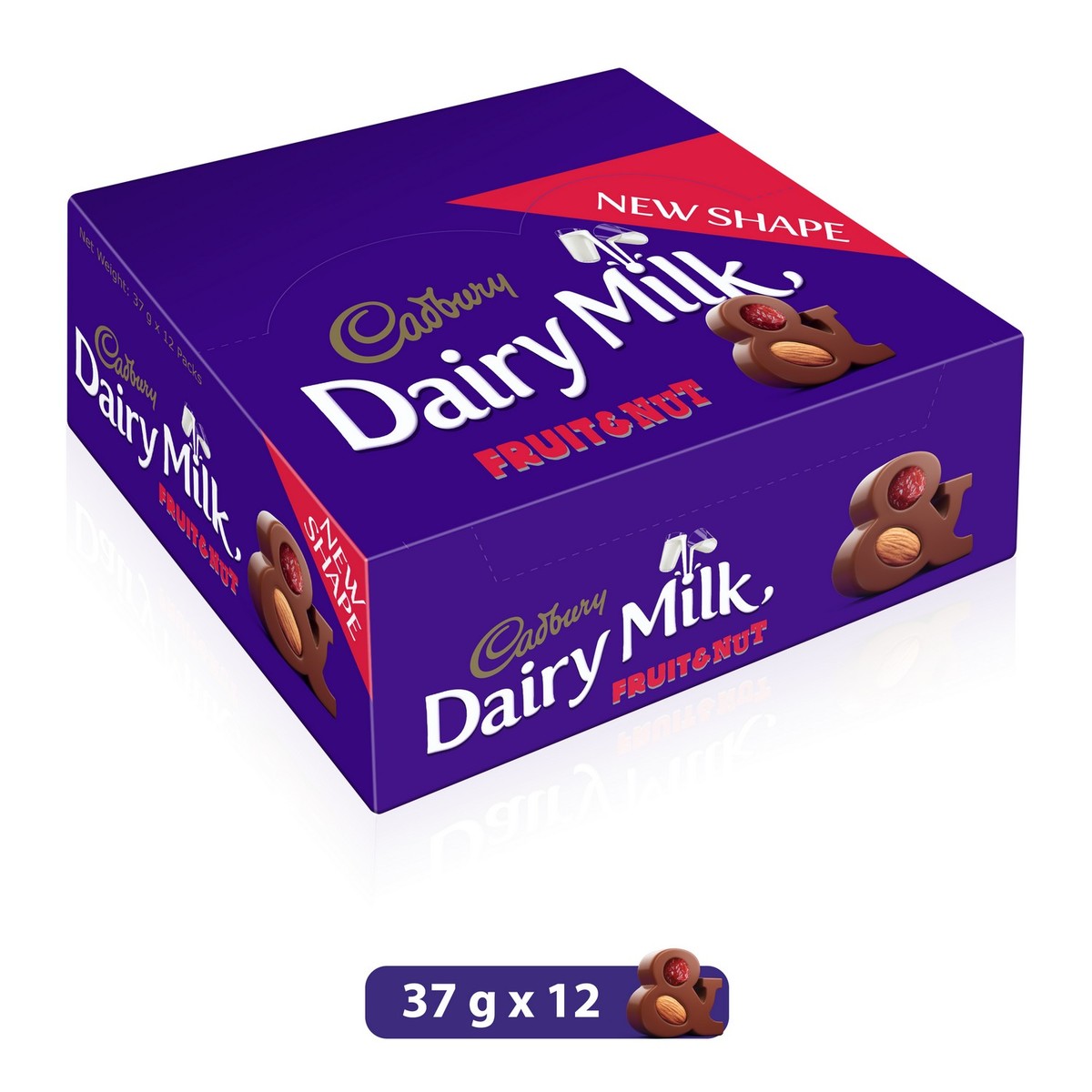 كادبوري ديري ميلك شوكولاتة بالفواكه والمكسرات ، 12 × 37 جم