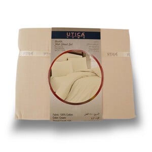 Utica Home Flat Sheet Double 3pc 205x240cm Cream Color