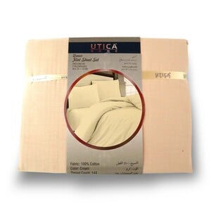 Utica Home Flat Sheet Queen 3pc 240x260cm Cream Color