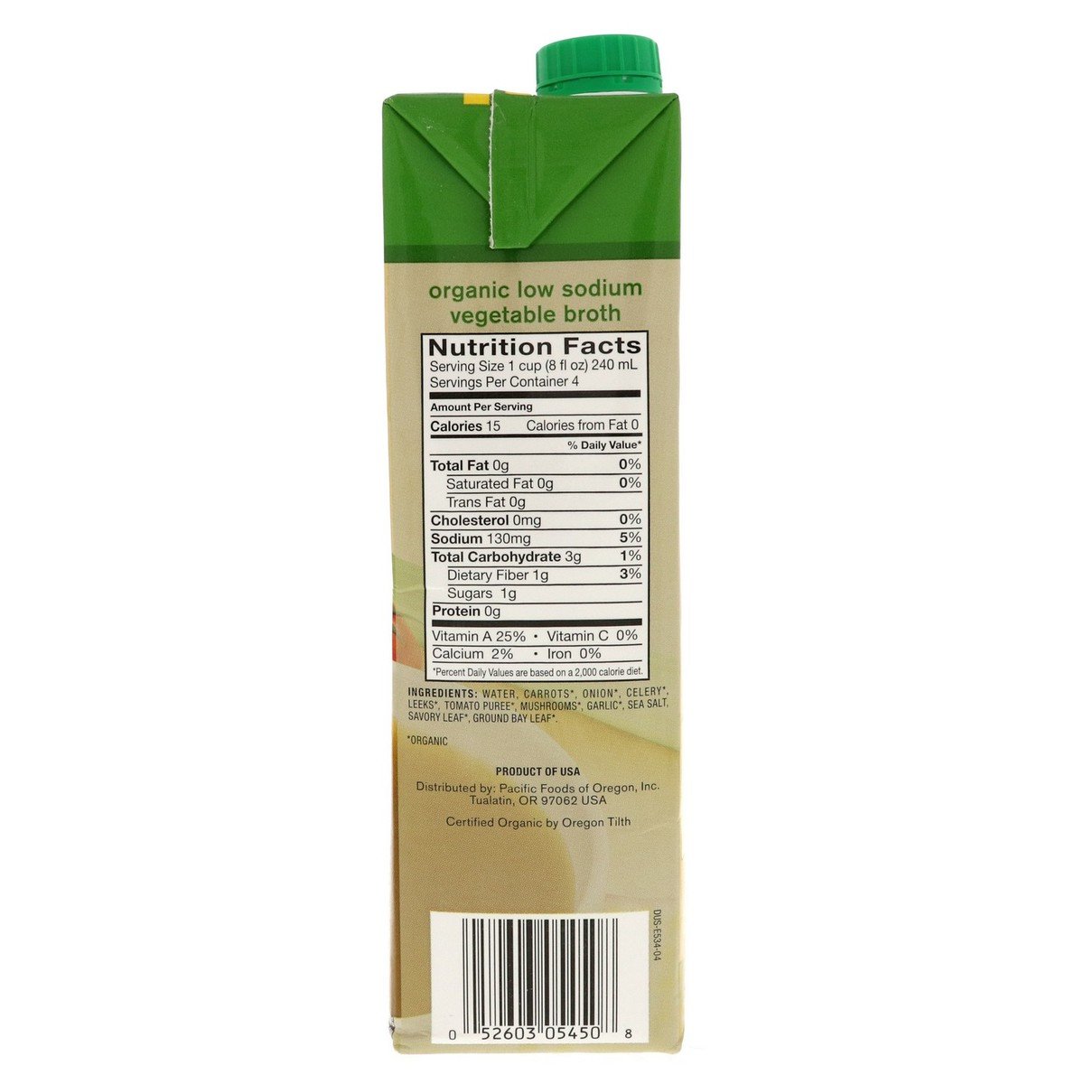 Pacific Organic Vegetable Broth Low Sodium 946 ml