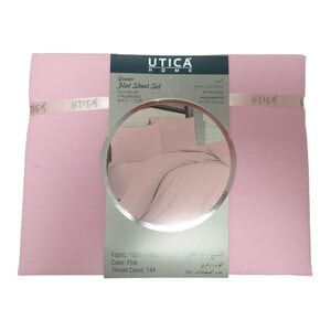 Utica Home Flat Sheet Queen 3pc 240x260cm Pink Color