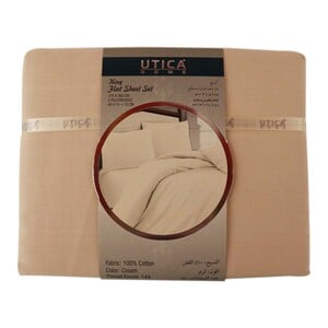 Utica Home Flat Sheet King 3pc 275x240cm Cream Color