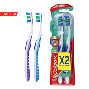 Colgate Toothbrush 360 Medium With Mouth Clean Medium 2pcs