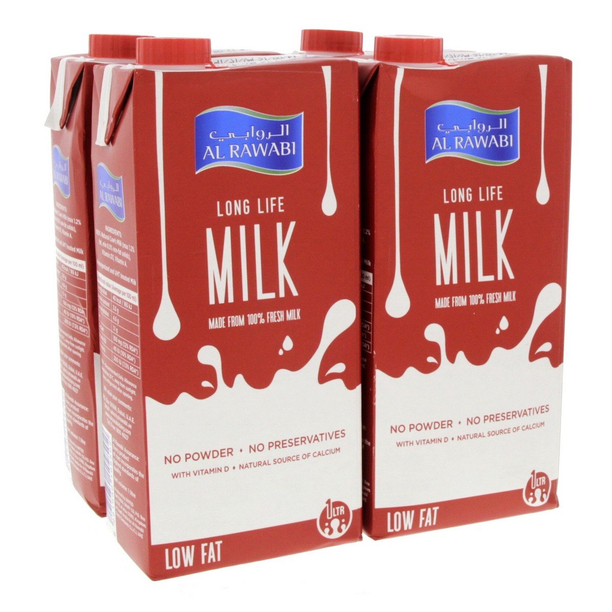 Al Rawabi Long Life Milk Low Fat 4 x 1 Litre