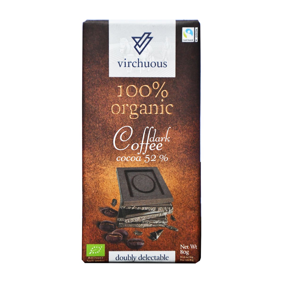 Virchuous 100% Organic Coffee Flavoured Dark Chocolate 80g