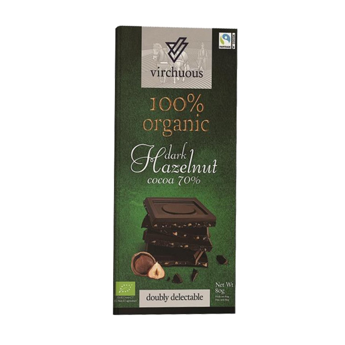 Virchuous 100% Organic Swiss Dark Hazelnut Chocolates Gluten Free 80g