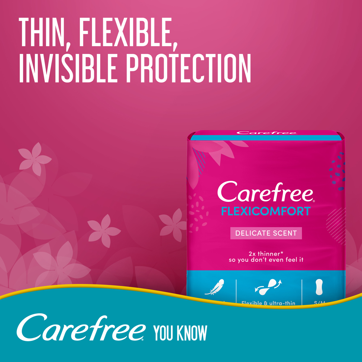 Carefree Panty Liners FlexiComfort Delicate Scent 20pcs