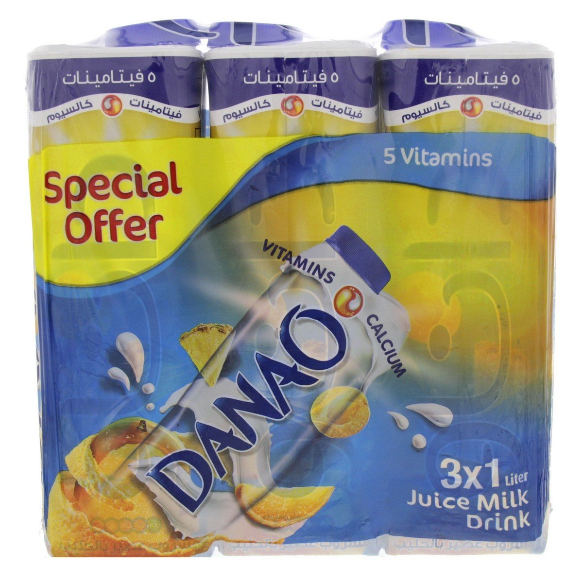 Danao 5 Vitamins Juice Milk Drink 3 x 1 Litre