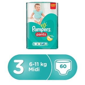 Pampers Pants Diapers, Size 3, Midi, 6-11kg, Jumbo Pack, 60pcs Count