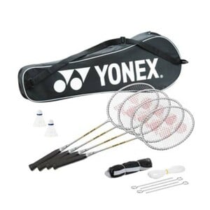 Yonex GR303S 4 Badminton Rackets/2 Shuttle/Pole and Net Set, Multicolor