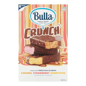 Bula Crunch Caramel Strawberry Honeycomb Ice Cream Sticks 8pcs 631ml