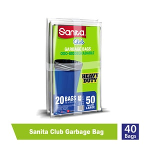 Sanita Club Garbage Bag Heavy Duty Large  50 Gallon Size 76 x 95cms 2 x 20 pcs