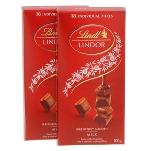 Lindt Lindor Swiss Milk Chocolate Value Pack 2 x 100g