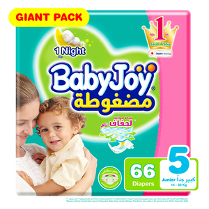 اشتري قم بشراء Baby Joy Diaper Size 5 Junior 14-23kg Giant Pack 66pcs Online at Best Price من الموقع - من لولو هايبر ماركت Baby Nappies في الكويت