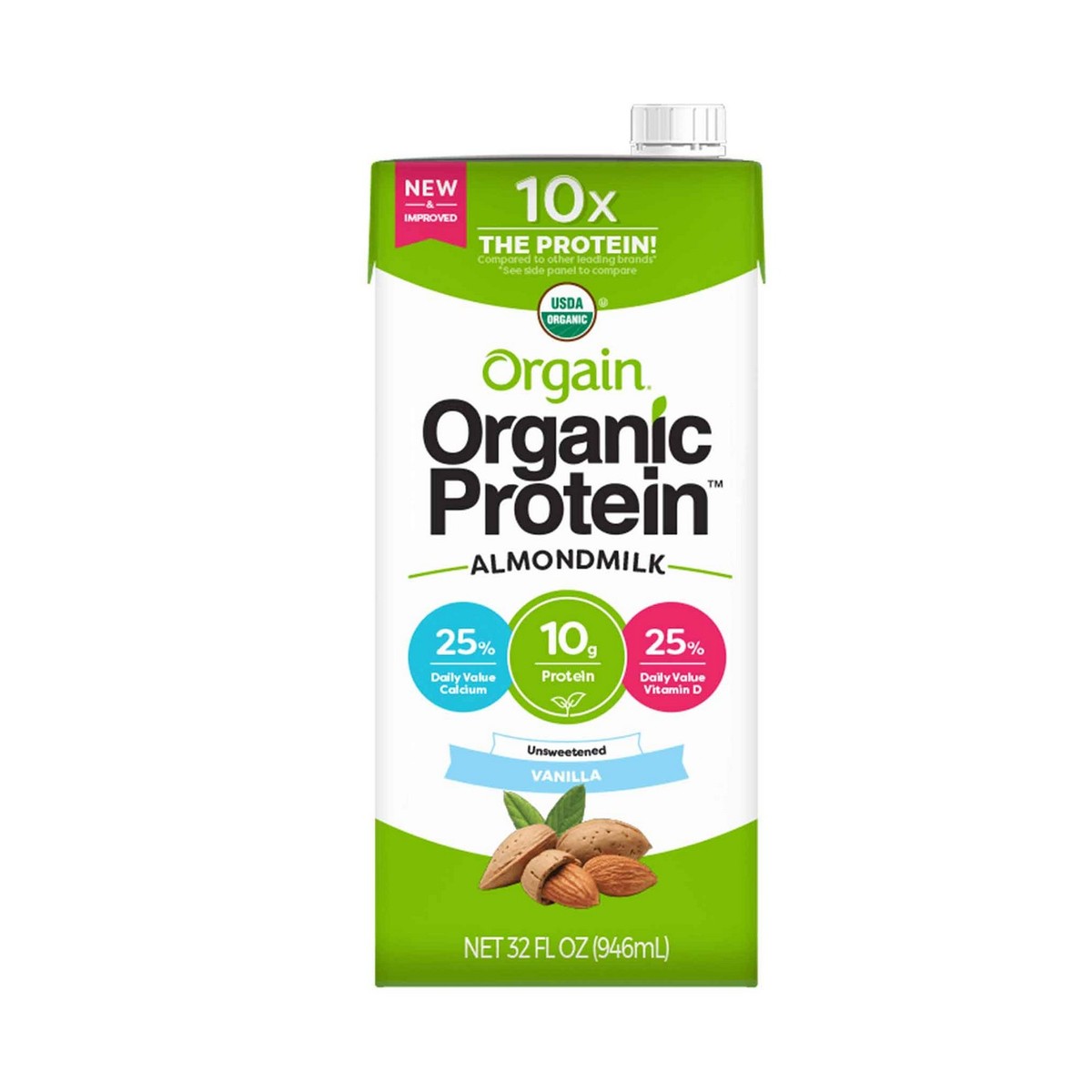 Orgain Organic Unsweetened Vanilla Protein Almond Milk  946ml