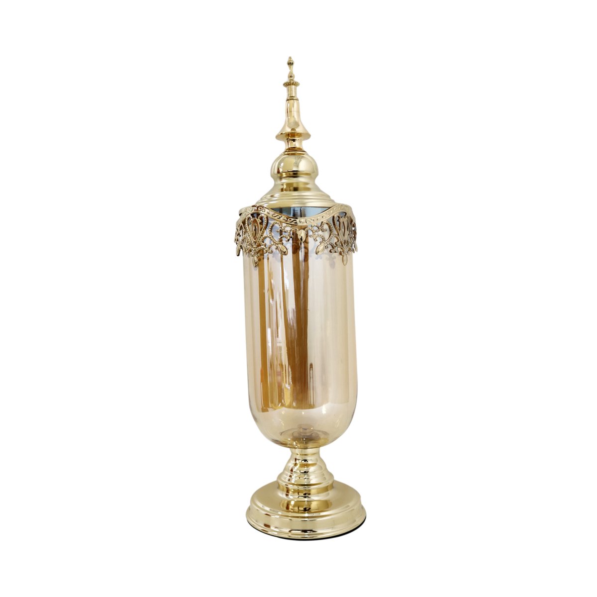Lulu Footed Small Gold Glass Jar With Lid U4