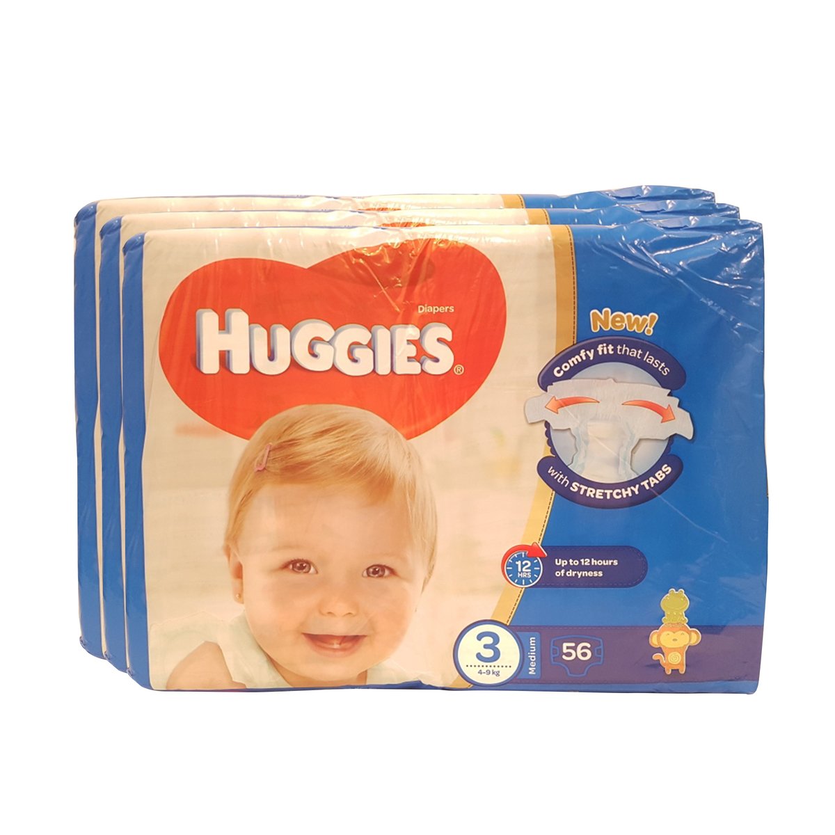 Huggies Diapers Size 3, Medium, 4-9kg, 3 x 56pcs