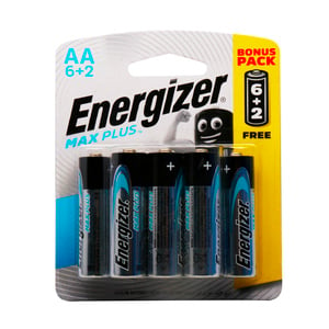 Energizer Max Plus AA Alkaline Battery 6+2