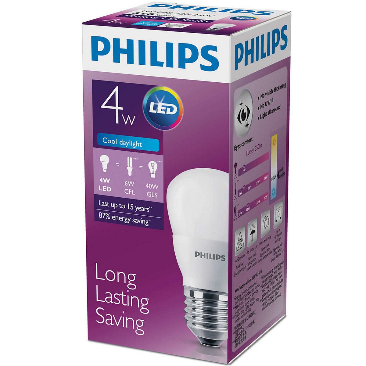 Philips LED Bulb 4-40W E27 6500K 220V P45(APR)