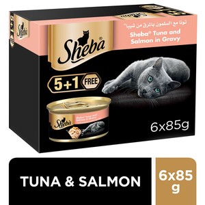 Sheba Flaked Tuna Topped with Salmon Cat Food 6 x 85g