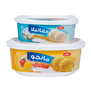LuLu Ice Cream Mango 1 Litre + Vanilla Value Pack 500 ml