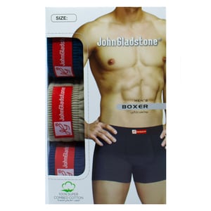 John Gladstone Men's Boxer 3 Pc Pack Assorted Colors JGB27-Small