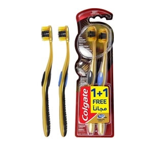Colgate 360 Charcoal Gold Black Soft Toothbrush Multi Color 2pcs