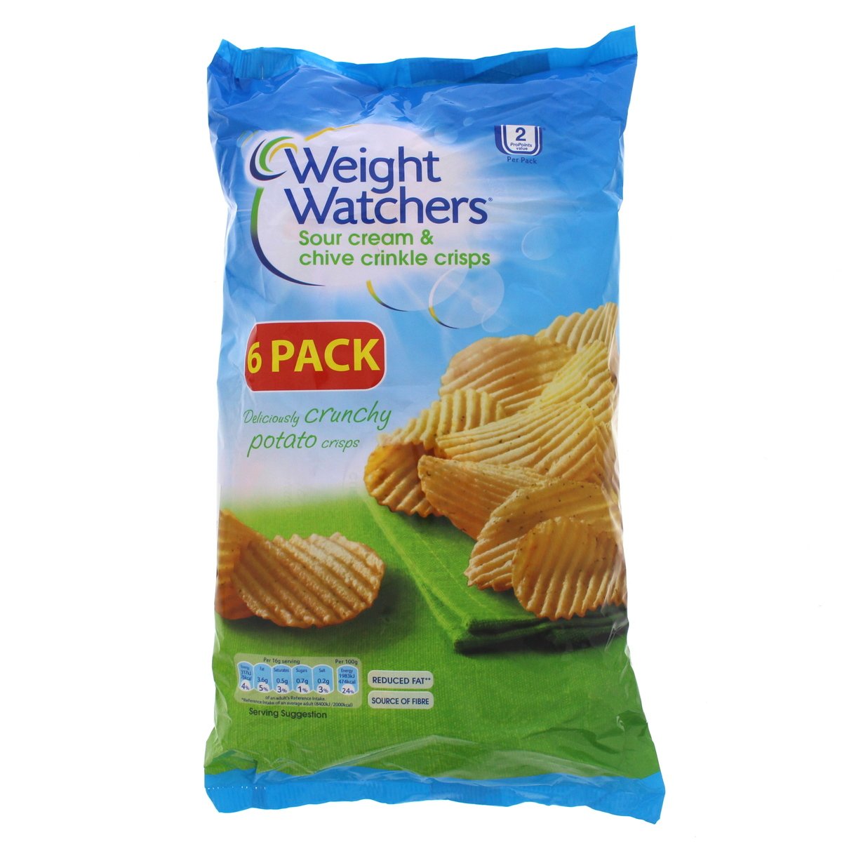 Weight Watchers Sour Cream & Chive Crinkle Crisps 6 x 16 g