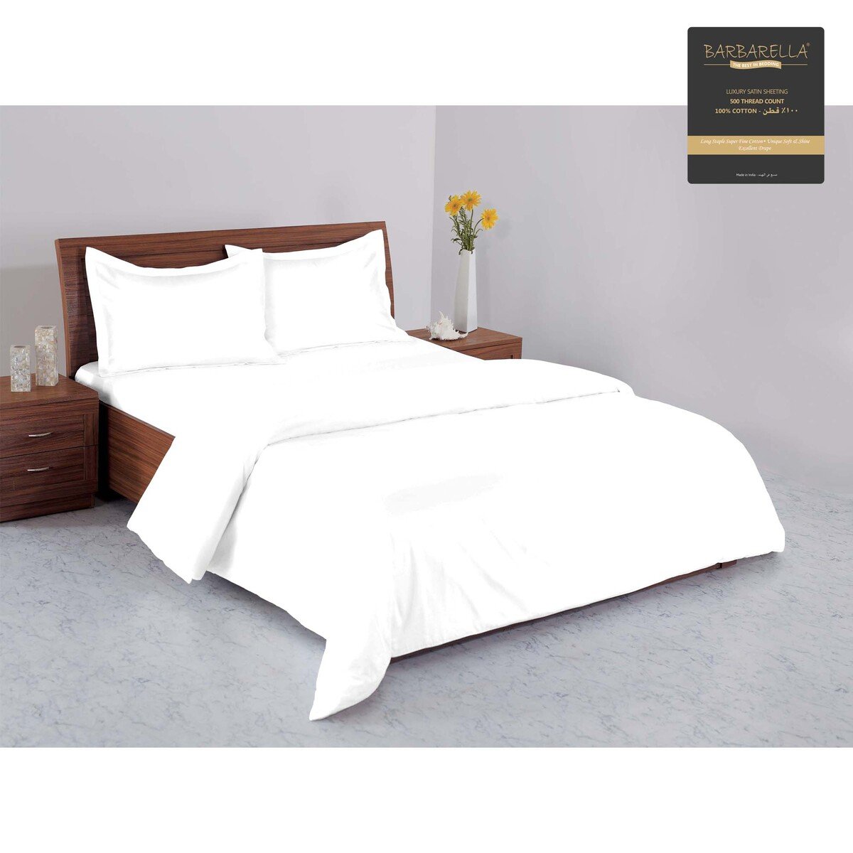 Barbarella Bed Sheet 240x260cm White 500TC