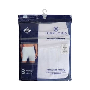 John Louis Men's Under Shorts 3 Pcs Pack White Medium