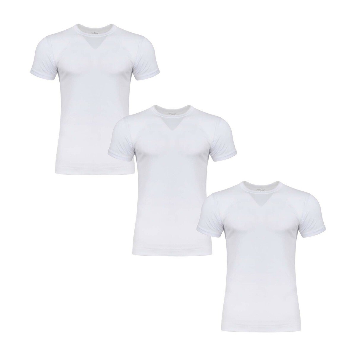 John Louis Men's Round Neck T-Shirt 3Pcs Pack White Large
